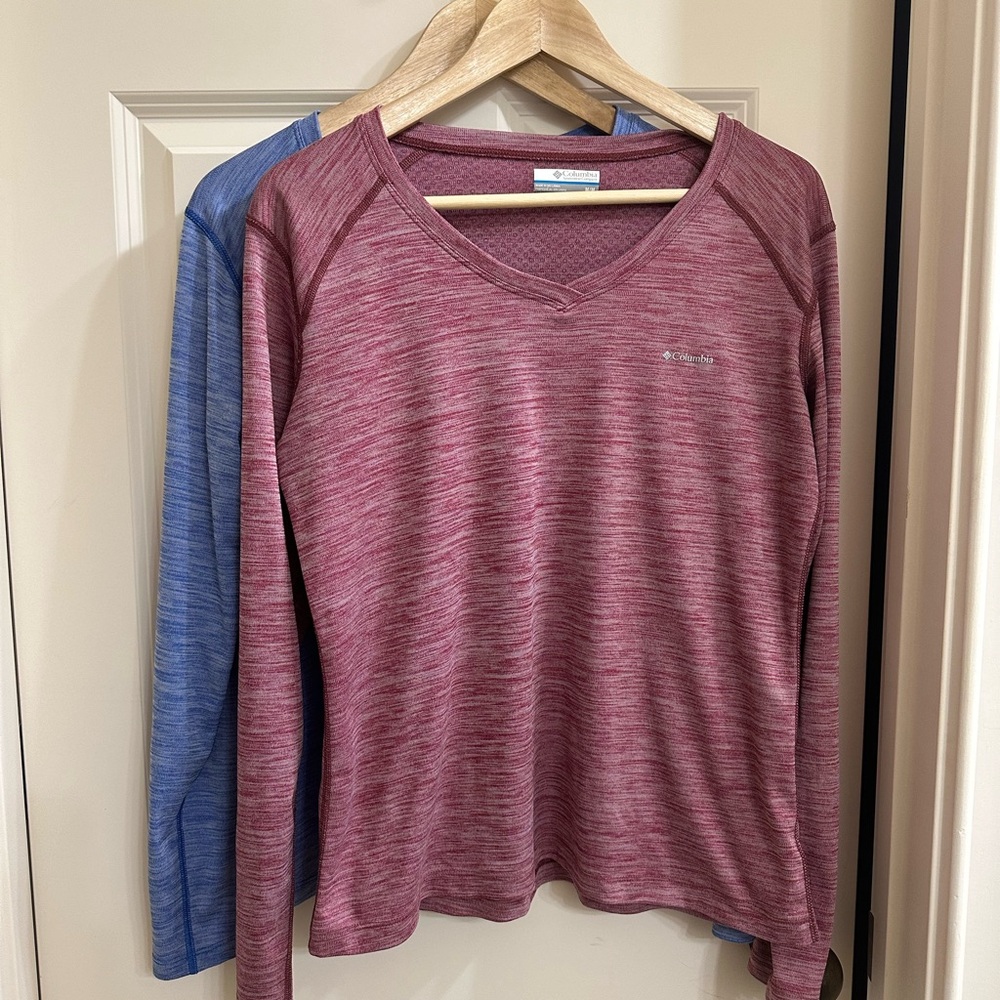 (2) Columbia Women's Long Sleeve Tees - Red and Blue